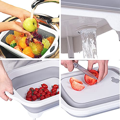 ZVP Collapsible Cutting Board with Colander 3 Pieces, Foldable Chopping