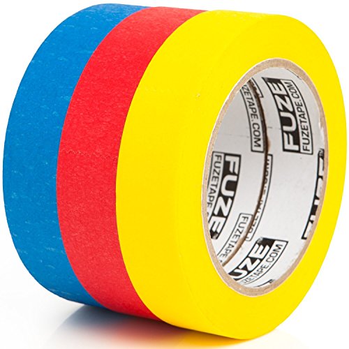 Colored Masking Tape Craft Set - 3 Pack [1 in x 40 yrd Rolls] - Multi Colored Variety Kit - Assorted Color Coded & Fun DIY Art Supplies- Kids Ages 2