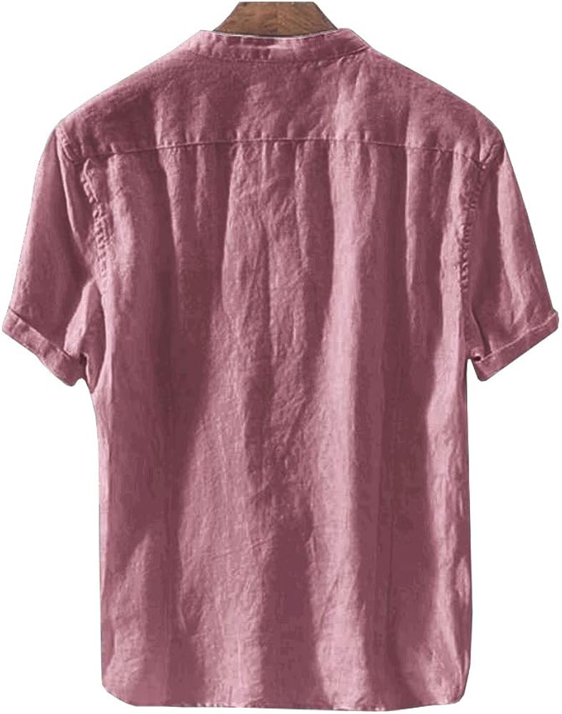 Runcati Mens Linen Henley Shirts Beach Short Sleeve Cotton Tops Lightweight Tees Plain Summer T Shirt at  Men’s Clothing store