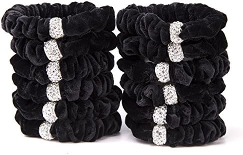 Munax Set of 12 Classic Velvet Hair Ties No Damage Super Comfort Durable Hair Accessories ponytail holders, Black