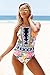 Annflat Women's Mesh V Neck Tropical Floral Print One Piece Swimsuit Swimwear Large Floral