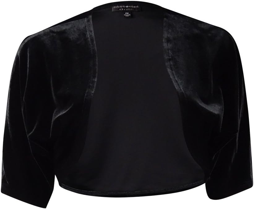 Connected Apparel Womens Cropped Velvet Bolero Black M