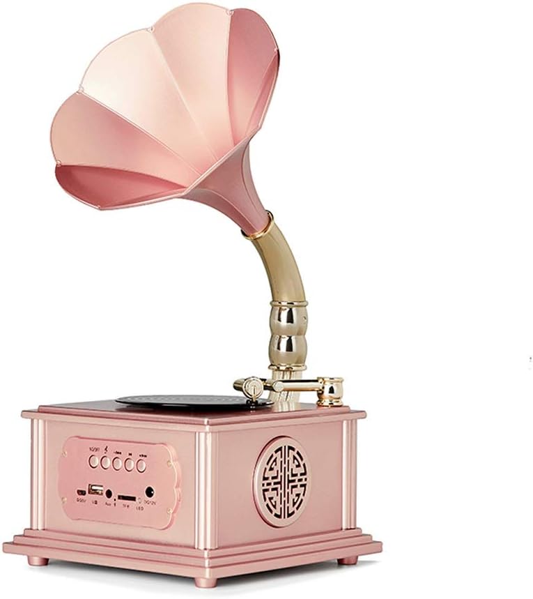 Wuty European Retro Mobile Phone Bluetooth Speaker Antique Phonograph Speaker Home Classic Mini Speaker Pure Sound (Color : Gold and Pink)