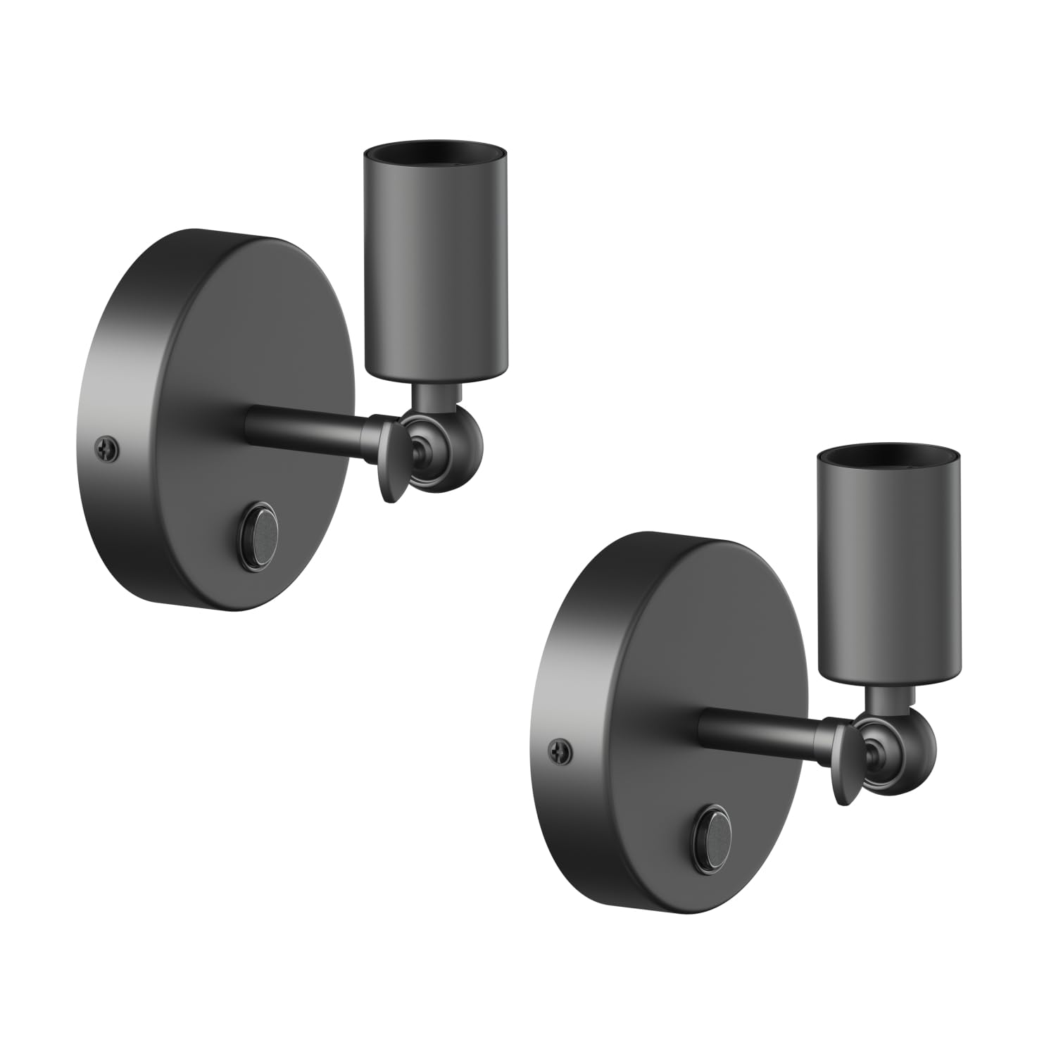 ledscom.de 2 pcs. wall Light FETRO, Switch, Black matt, Round, 1x E27 max. 60W