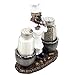 Spooky Skeleton Chef Glass Salt and Pepper Shaker Set with Cauldrons & Skulls Decorative Display Holder Figurine for Halloween Decorations As Kitchen Table Decor or Scary Gothic Gifts