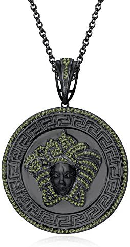 Smjewels 1.25 Ct Round Cut Peridot Versa Pendant 18" Chain In 14K Black Gold Over 925