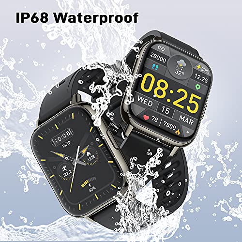 Smart Watch, mebossco Fitness Tracker for Women Men, 1.69 Inch Smartwatch with Sleep Heart Rate Monitor, IP68 Waterproof Sports Watch with Step Counter, Fitness Watch for Android iOS Phones, Black