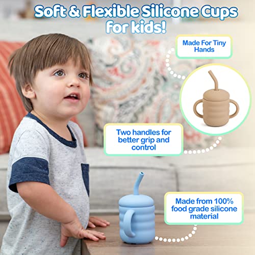 Cute 21 Silicone Straw Sippy Cup with Stopper 5.4 OZ Spillproof