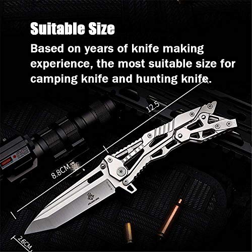Speedy Panther Outdoor Folding Knife High Hardness Cutting Tool Portable Survival Camping Hunting Knife (White)