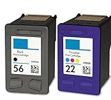 HouseOfToners Remanufactured Ink Cartridge Replacement for HP 56 & 22 (1 Black & 1 Color, 2-Pack)