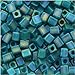 Miyuki 4mm Glass Cube Beads Transparent Frosted Teal AB #2405FR 10 Grams