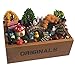 Vtete 7.5 Inch Succulent Plant Container Box with 4 Pcs Faux Plants and 30 Pcs Miniature Fairy Ornament DIY Kit