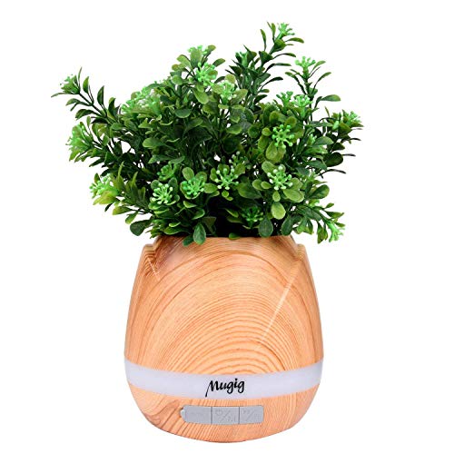 Mugig Music Flowerpot, Music Plant Pot with Wireless Bluetooth Speaker, Multi-color LED Light Smart Touch Musical Flower Pots for Office Home Decor