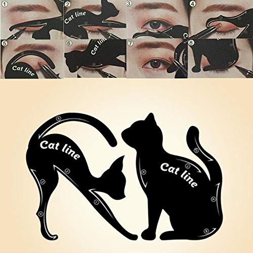 Eye Makeup Tool Kit for Women - Cat Eyeliner Stencil / 24 Shapes Eyebrow Stencil/Eyebrow Trimmer Scissors With Comb Hair Remover Beauty Tools