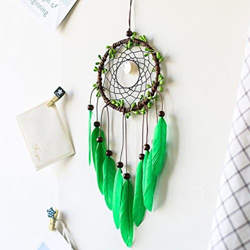 WCHUANG Green Dream Catcher with Beads Car Pendant, Wall Hanging Ornament, Baby Shower, Birthday Gift, Wedding Party Favor