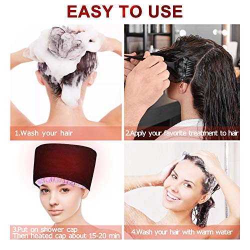 Totofac Heizkappe Haarpflege, Haarheizkappen Kopfpflegemütze für Tiefenpflegemittel, Haarpflegemütze mit elektrischem, 2 Temperaturmodi, Wärmehaube für häusliche Pflege geeignet