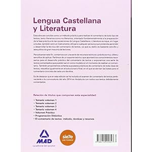 Cuerpo de Profesores de EnseÃ±anza Secundaria. Lengua Castellana y Literatura. el Comentario de Textos: MÃ©todo, TÃ©cnicas y Recursos