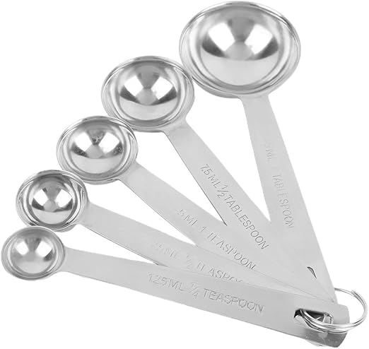 Amazon Com 5pcs Teaspoon Measuring Spoon Set Stainless Steel Baking Cooking Measuring Tool For Dry Or Liquid Kitchen Dining