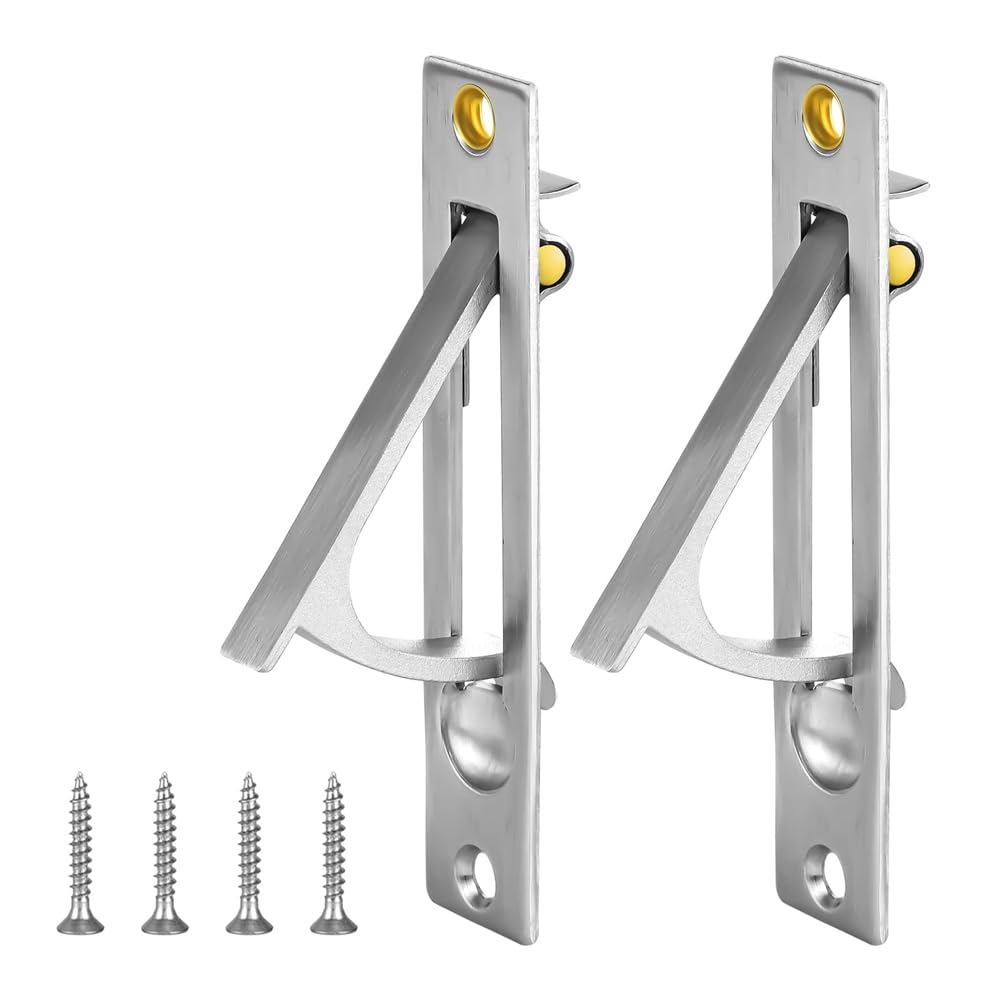 Futihana 2Pcs Pocket Door Edge Pull,304 Stainless Steel Pocket Door Handle with Screws, Door Hardware for Bathroom Closet Hallway
