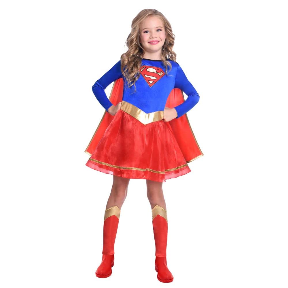 amscan 9906198 - Kids Official Warner Bros. DC Comics Supergirl Classic Fancy Dress Costume Age: 3-4 Yrs, Red