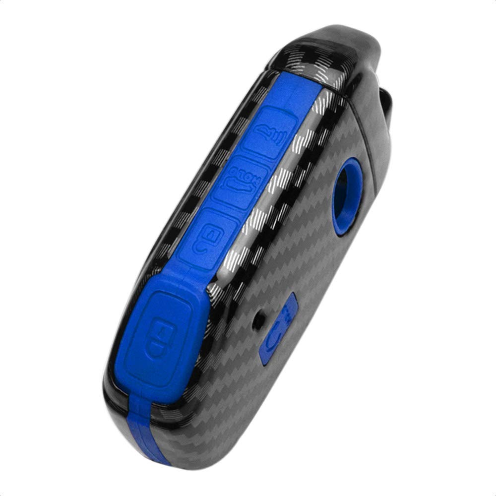 TANGSEN Smart Key Fob Case Compatible with KIA CEED CERATO FORTE NIRO SELTOS SORENTO SOUL SPORTAGE TELLURIDE 3 4 5 Button Keyless Entry Remote Personalized Cover ABS Carbon Fiber Pattern Blue Silicone