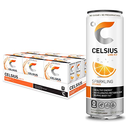 CELSIUS Fitness Energy Drink 12 Fl Oz, Sparkling Orange (Pack of 24