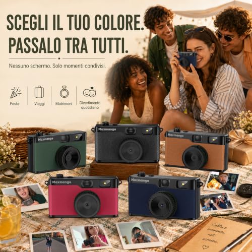 Maxmango D53 Compact Digital Camera Without Screen, Vintage Retro Camera 12 MP Capture Real Moments, Downloadable DIY Filters, USB-C, 8 GB SD Card Included, Up to 4000 Photos (Brown)