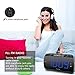 DreamSky Digital Alarm Clock Radio with USB Charging Port, FM Radios with Headphone Jack, Large 1.8 Inch LED Display with Dimmer, Snooze, Sleep Timer, Plug in Alarm Clock Blue Display for Bedroom
