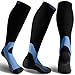 CS CELERSPORT 3 Pairs Compression Socks 20-30mmHg for Men and Women-Best Stockings for Running, Traveling, Shin Splints, Nurse, Athletic and Pregnancy Blue S/M