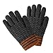 LETHMIK Mens Thick Unique Winter Knit Gloves with Warm Wool Lining Gray