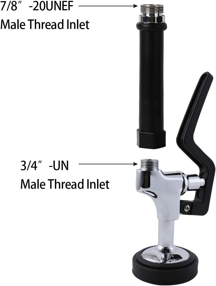 MaxSen 4-8 Inch Adjustable Center Wall Mount 25" Height Commercial Kitchen Sink Faucet Brass Mini Pre Rinse Unit With Pull Down Spray And 8 Inch Add on Spout (M6813-1P) - - 