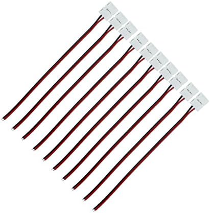 RoLightic 10 Pcs 8mm LED Strip Light Connector Adapter for SMD 3528 Single Color LED Strip Light, No Need Soldering(10 Pack) (10)