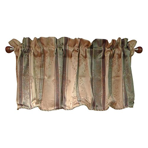 Window Accents Tuscan Stripe Scroll Stripe Jacquards Rod Pocket Valance Pair