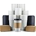 Disposable Coffee Cups With Lids - 16 oz To Go Coffee Cups (80 Set) With Sleeves and Tight Lids Prevent Leaks. Paper Hot Cup Holds Shape With Hot, Cold Drinks. Insulated to Protect Fingers from Heat!