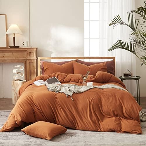 MKXI Caramel Pumpkin Duvet Cover Queen Terracotta Bedding Set