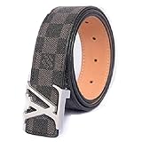 Fashion Black leather belt with Silver belt buckle34-36