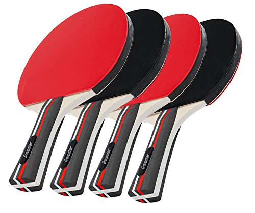 Pro Ping Pong Paddle Set - (Set of 4 Rubber Paddles & 8 Balls) Table Tennis Racket & Ping Pong Balls for Adults, Kids and Family Entertainment, or Professional Practice, Travel Holder Case Included