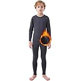 PISIQI Thermal Underwear Set for Boys Long Johns Fleece Lined Set Kids Ultra Soft Base Layer Top Bottom Warm Set for Skiing