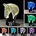 Horse Head 3D Night Light Touch Table Desk Lamps, Elstey 7 Color Changing Lights with Acrylic Flat & ABS Base & USB Cable