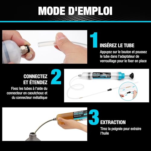 DURATECH Oil Syringe 500 ml, Engine Oil Extraction, Gearbox Oil Syringe with Extension Tube, Manual Suction and Filling of Fuel and Liquid