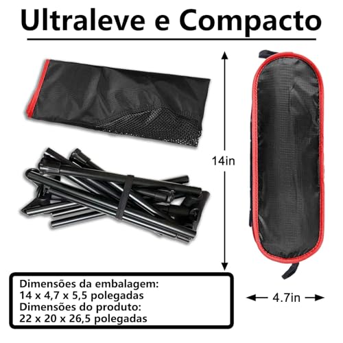 Cadeira Camping, GODREAM Cadeira Dobravel para Acampamento, com Bolsa de Transporte, Estrutura de Aço Carbono e Tecido Poliéster Resistente Premium, Suportar Até 150 kg, Portatil para Pesca (Preto)