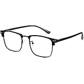 Cyxus Blue Light Blocking Glasses for Men, Half Rimless Square Computer and Gaming Eyewear, Stylish Frame 8133
