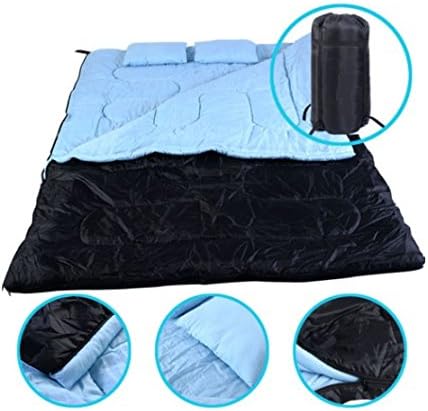 2 Person 86" x 60" W /2 Pillows Large Double Sleeping Bag 23F/-5℃ Camping Hiking US Ship