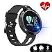 kingkok Blood Pressure Heart Rate Monitor Step Counter Watch Sleep Monitor Message Reminder Smart Fitness Trackers Waterproof [Black]