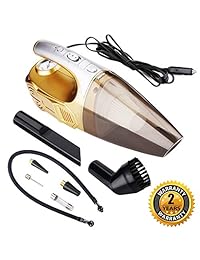 Aspirador 4 en 1 para coche   Aspirador de coche con luz LED, inflador de neumáticos, manómetro de presión, húmedo seco, 12 V 120 W, aspiradora para coche, de alta potencia, portátil, de mano, para coche, cable de alimentación con bolsa de transporte
