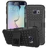 Galaxy S6 Case, Grenade Grip Rugged Skin Hard Case Cover Kick Stand for Samsung Galaxy S6 At&t, Verizon, T-mobile, Sprint (Black)