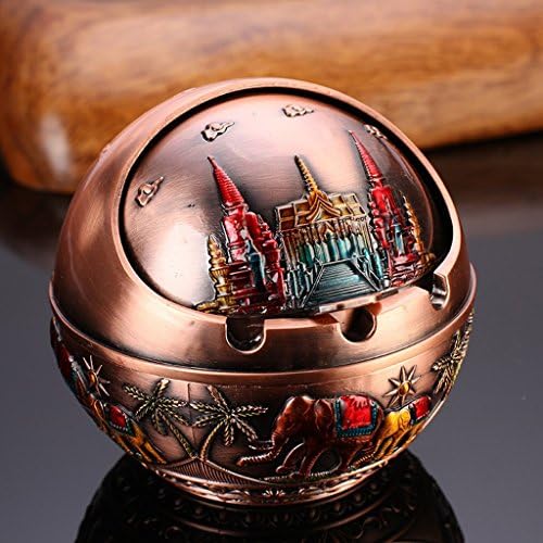 LT Spherical Ashtray With Ashtray At Home Desk Ashtray ( Color : Red copper color )