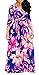 Farktop Women's V Neck Long Sleeves Digital Graffiti Printed Prom Party Maxi Long Dress with Belt,Purple,3X
