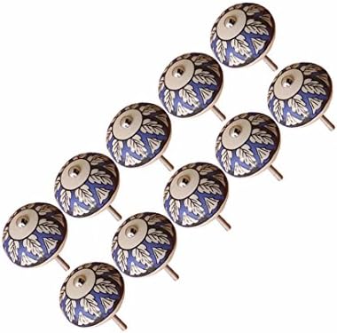 CSKB 10 Pcs Dark Blue Floral Ceramic Door Knobs Hand Painted Decorative Knobs Drawer Pulls Home Kitchen Decoration Vintage Wardrobe Cabinet Dresser Pulls Handles