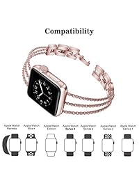 Biaoge Correa de metal compatible con Apple Watch Band Series 4 1.575 in 1.732 in iWatch Series 3 2 1 1.496 in 1.654 in, pulsera con brazalete